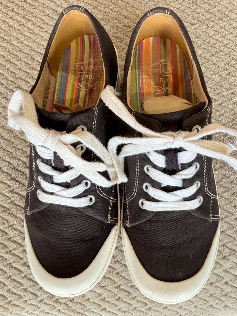 Dansko Veda Canvas Platform Sneaker Clogs Black Vegan Size 6.5-7 (EU 37)